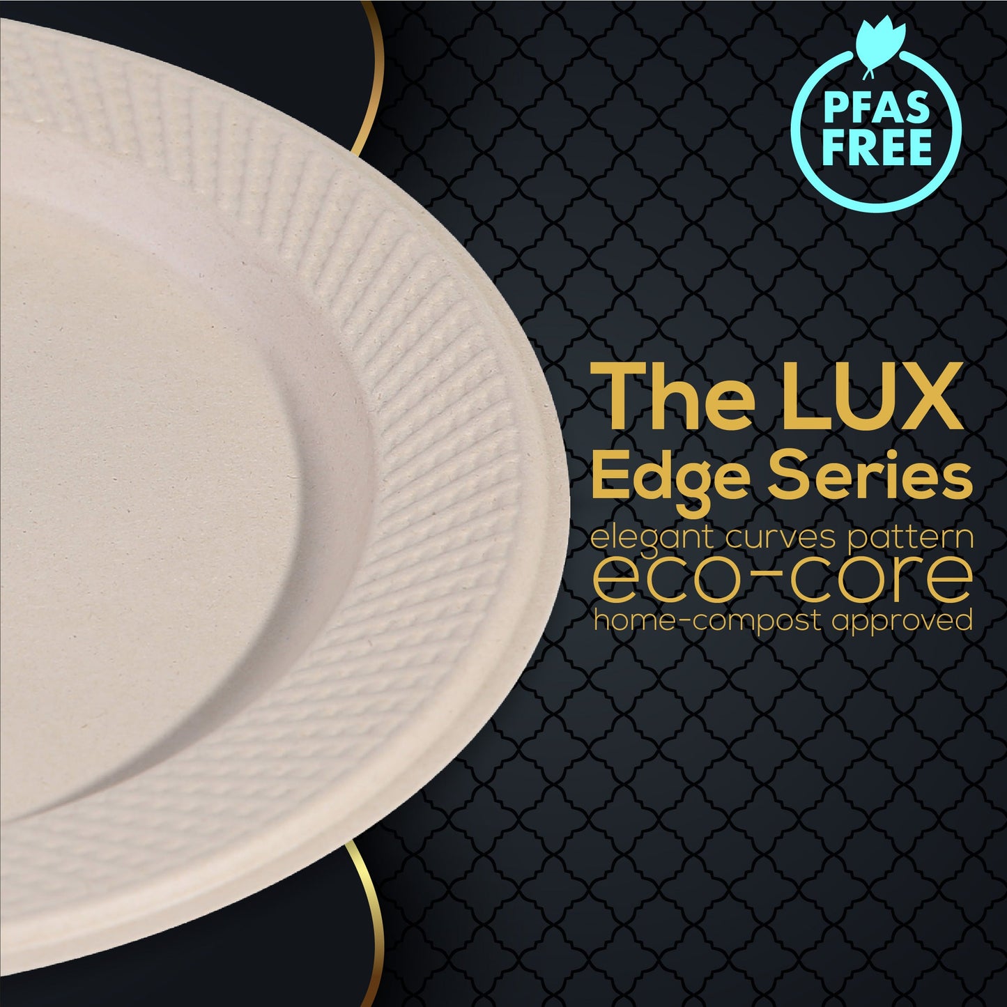 7.5" / 19.05cm LUX Round Bagasse Plates