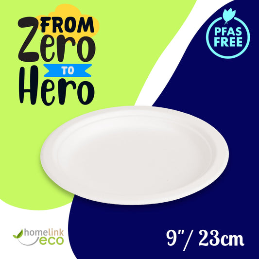 9" / 23cm Round Bagasse Plates
