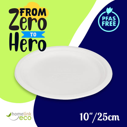 10" /  25cm Round Bagasse Plate