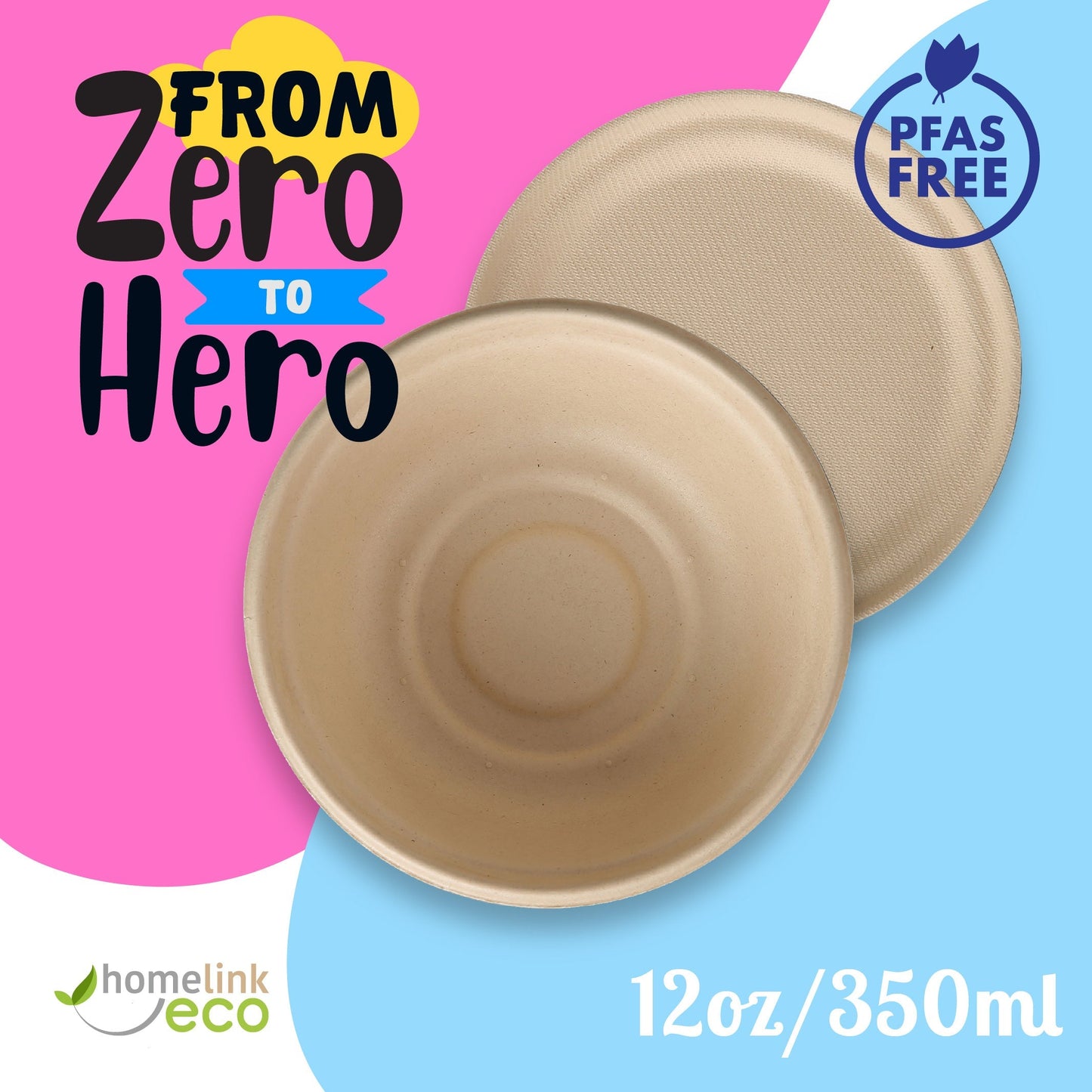 12oz / 350ml Bagasse Bowl H