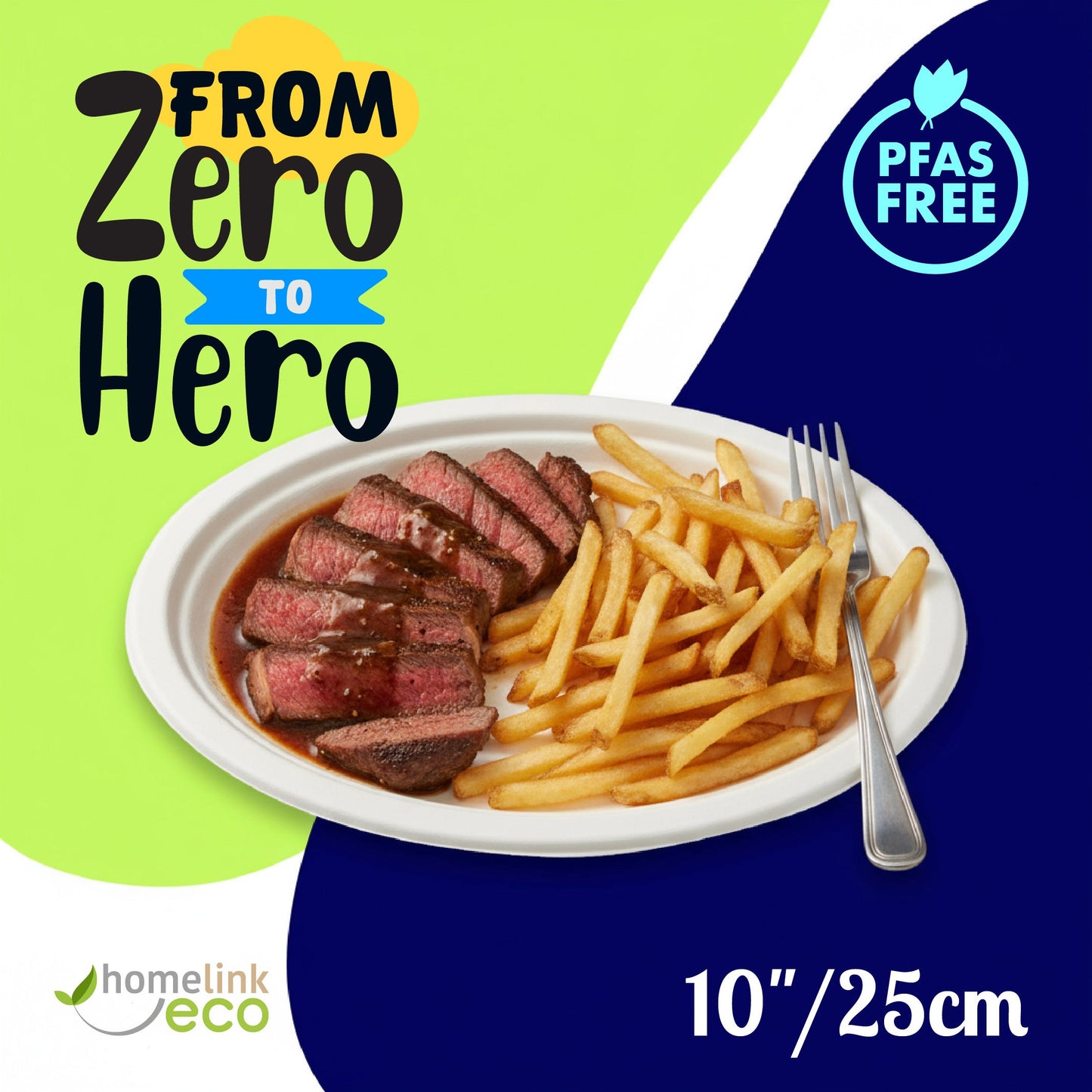 10" /  25cm Round Bagasse Plate