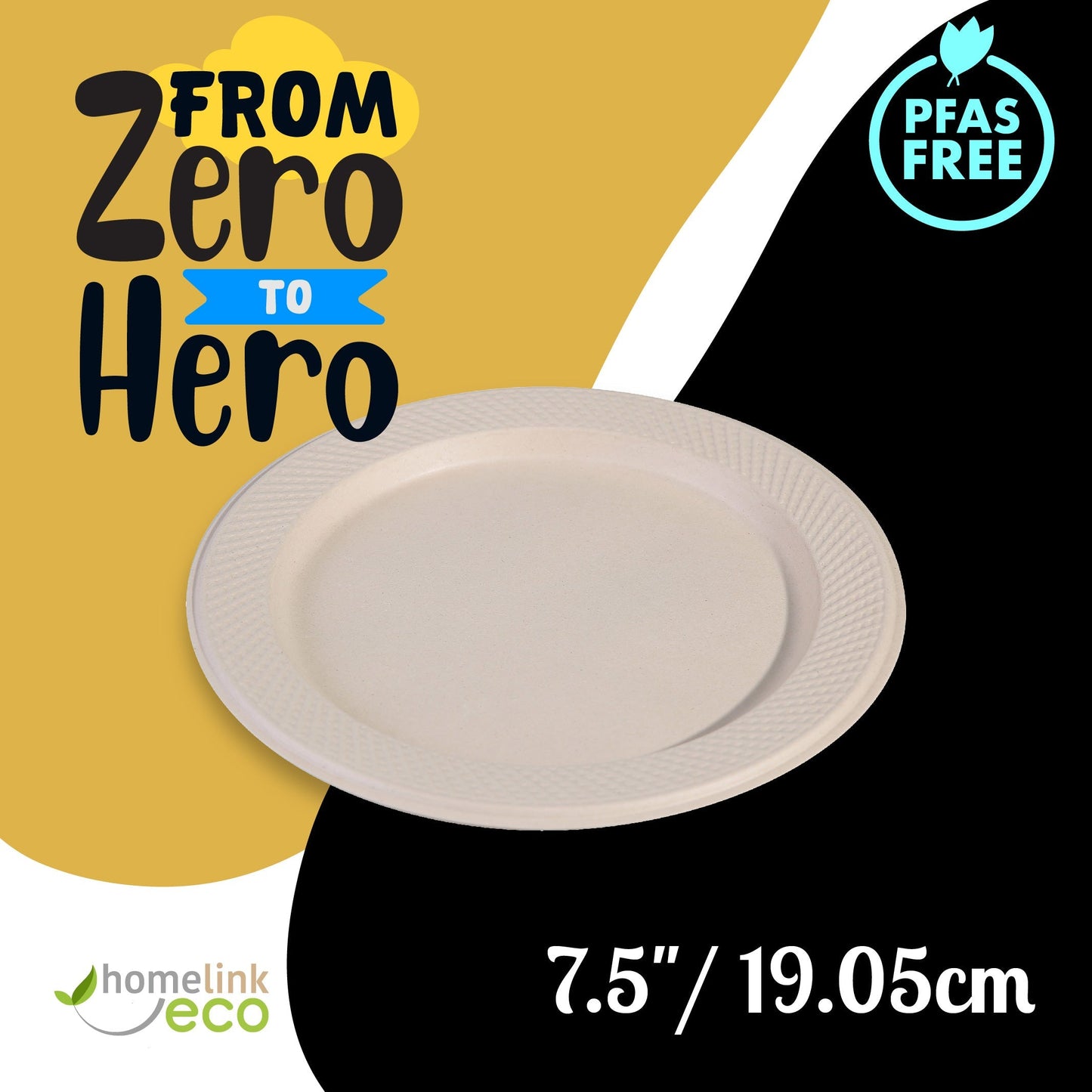 7.5" / 19.05cm LUX Round Bagasse Plates