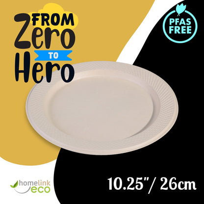 10.25" /  26cm LUX Round Bagasse Plate
